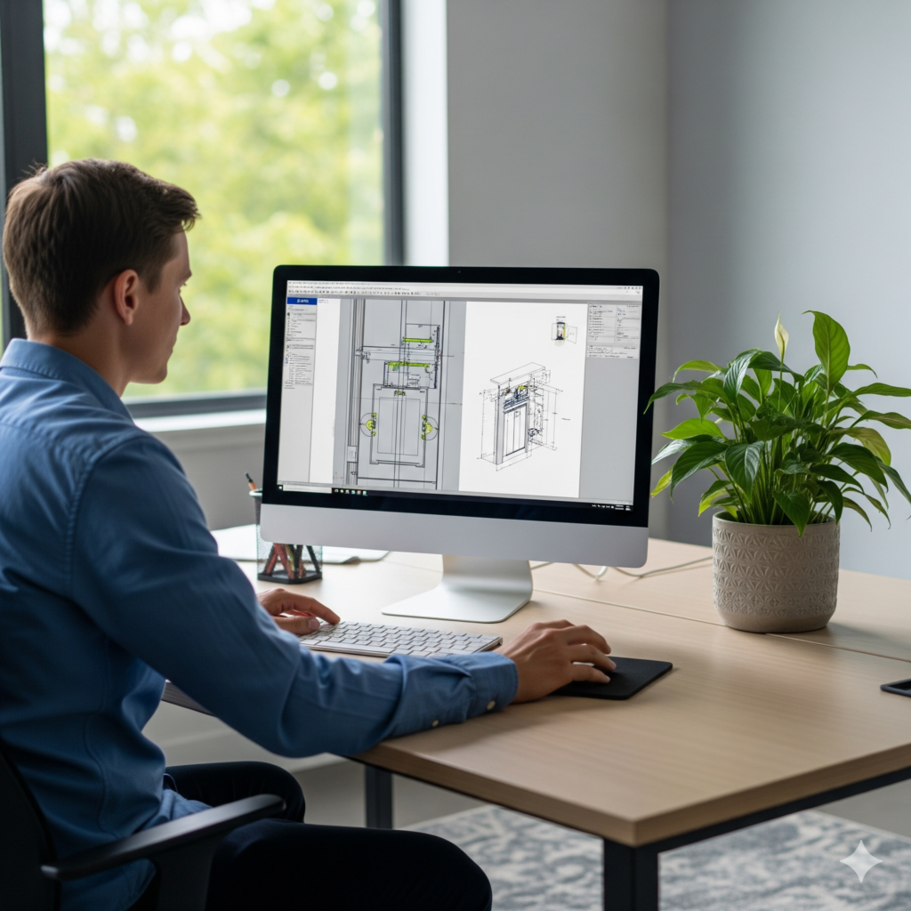 Professional elevator engineering and GAD design services by Aegis Lifts, showcasing high-precision technical planning for safe and reliable vertical transportation solutions.